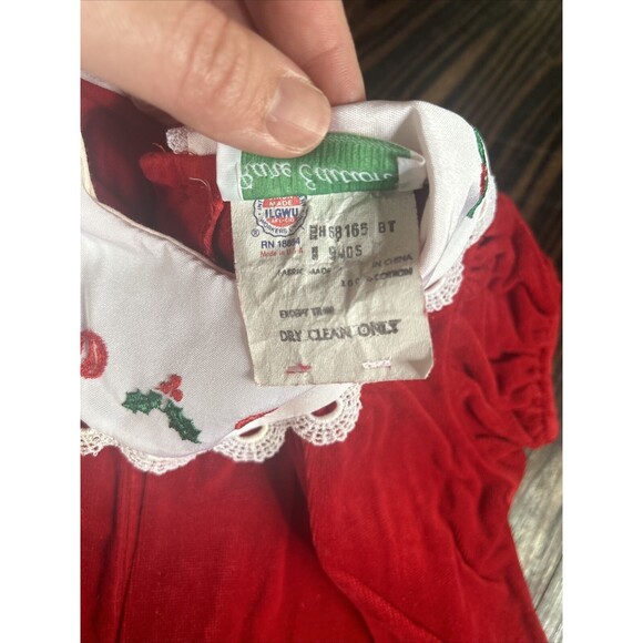 Vintage Rare Editions Baby Girl 9 Months Christmas Holiday Romper Red - Picture 5 of 6